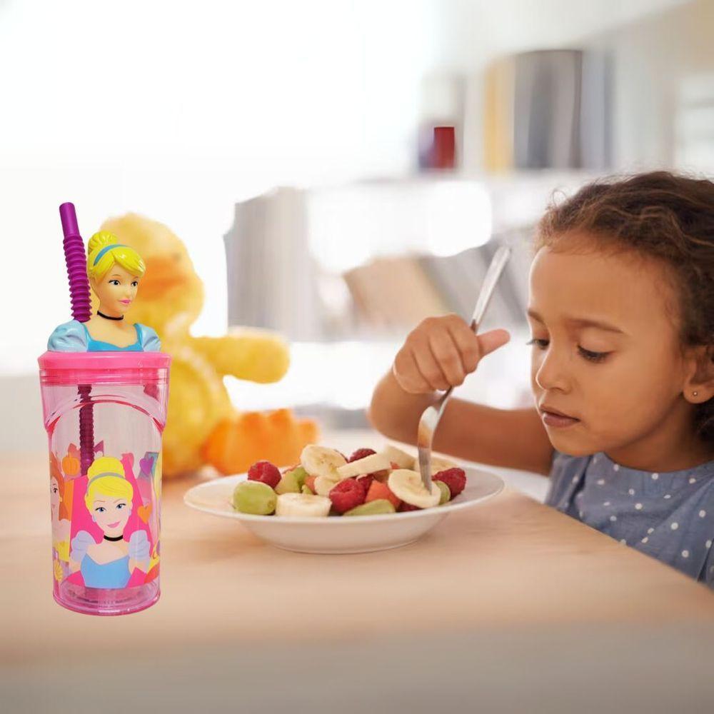 Copo Infantil Cinderela 3d Com Canudo 360ml Princesas Disney - Tuut - 6