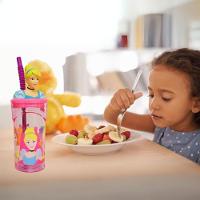 Copo Infantil Cinderela 3d Com Canudo 360ml Princesas Disney - Tuut - 6