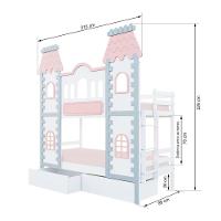 Beliche Castelo Encantado 02 Gavetas - Madeira Maciça Branco/cinza/rosa | Housin