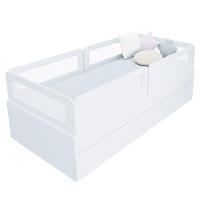 Bicama Solteiro Mdf Branco Com 04 Grades E Cabeceira Telinha Anatômica Mobilistore - 2