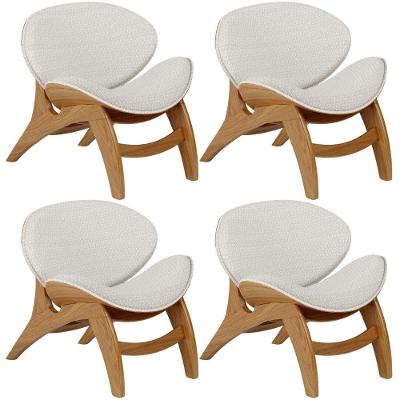 Kit 4 Poltronas Decorativa Orgânica Sala Living Kadosh L02 Bouclê Cru- Lyam Decor