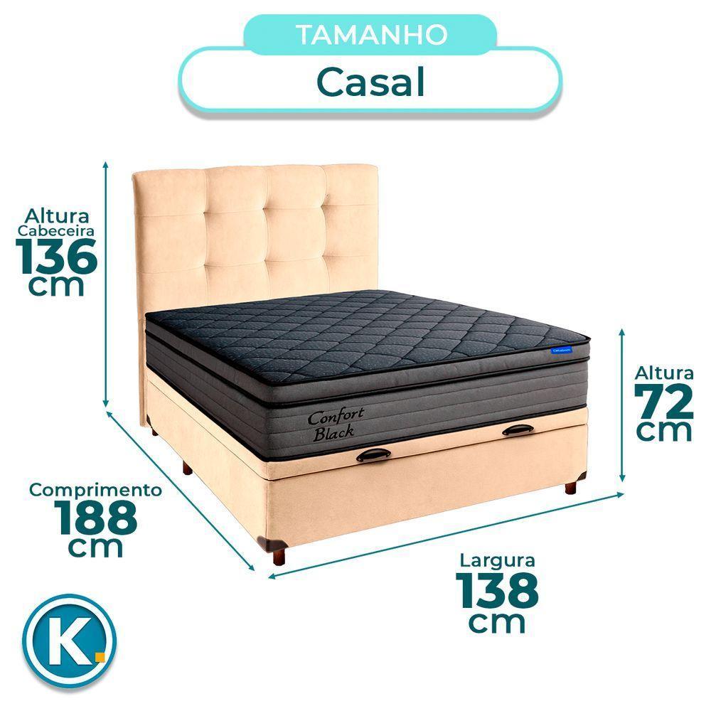 Baú Perola + Cabeceira + Colchão Casal Confort Black Ortobom - 3
