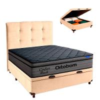 Baú Perola + Cabeceira + Colchão Casal Confort Black Ortobom - 1