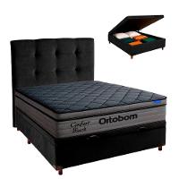 Baú Preto + Cabeceira + Colchão Casal Confort Black Ortobom - 1