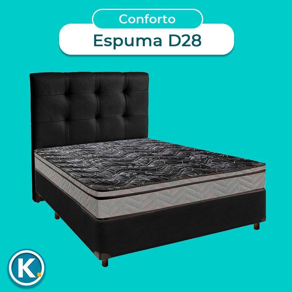 Conjunto Cama Box Preto Casal + Colchão D28 Conforto Paropas + Cabeceira - 4
