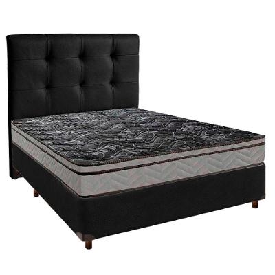 Conjunto Cama Box Preto Casal + Colchão D28 Conforto Paropas + Cabeceira
