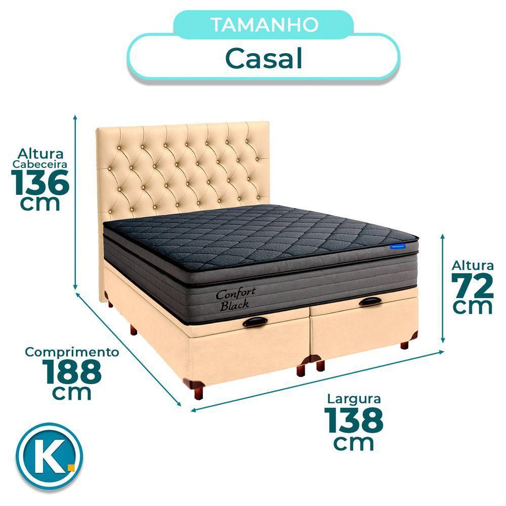 Baú Begetiza + Cabeceira+colchão Casal Confort Black Ortobom - 3
