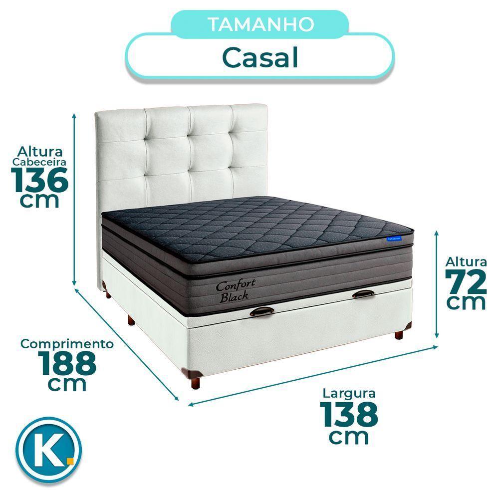 Baú Branco + Cabeceira + Colchão Casal Confort Black Ortobom - 3