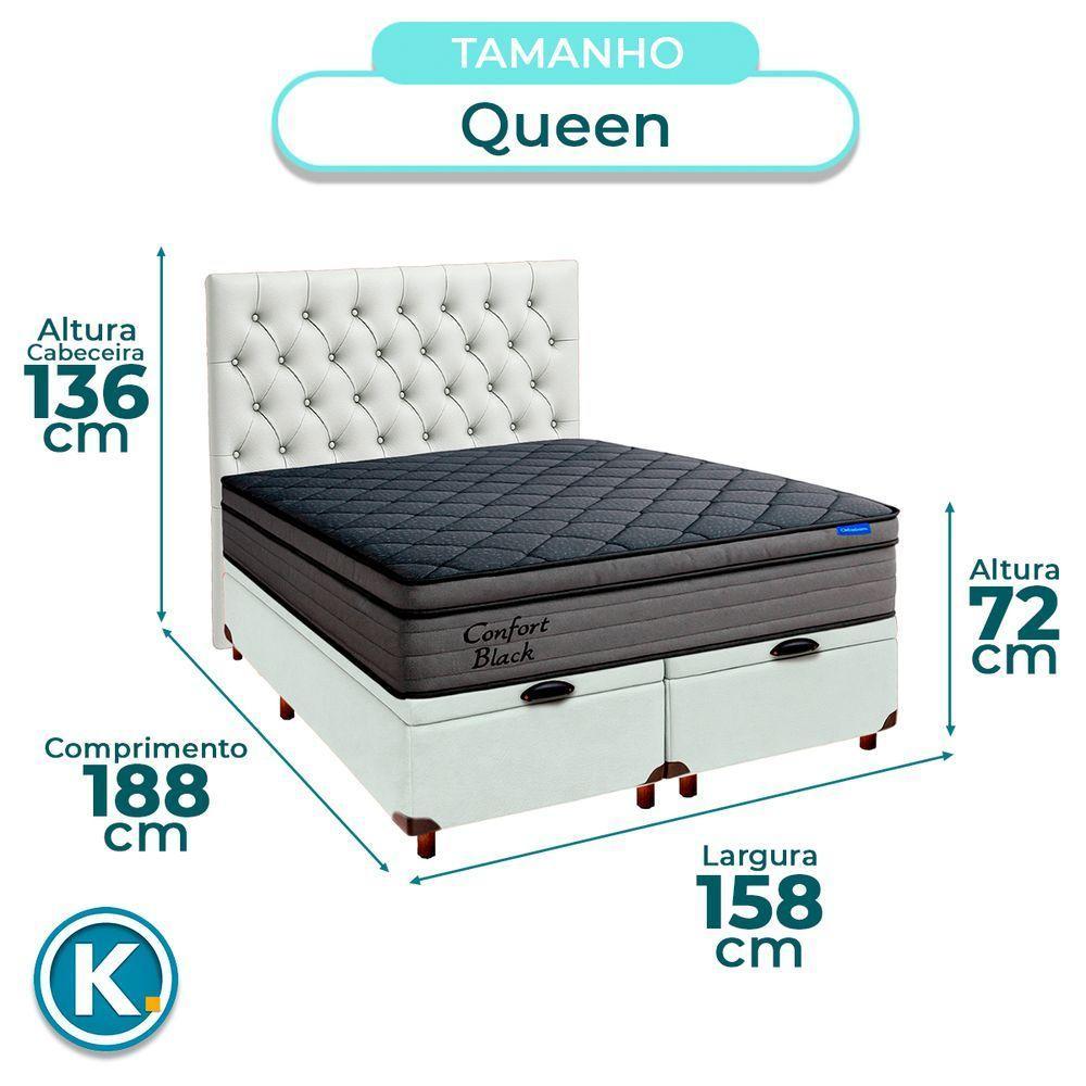 Baú Branco + Cabeceira + Colchão Queen Confort Black Ortobom - 4