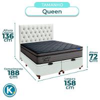 Baú Branco + Cabeceira + Colchão Queen Confort Black Ortobom