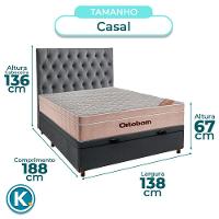 Kit Cama Box Bau + Cabeceira + Colchão Casal Molas Ensacadas - Airtech - Ortobom - 3