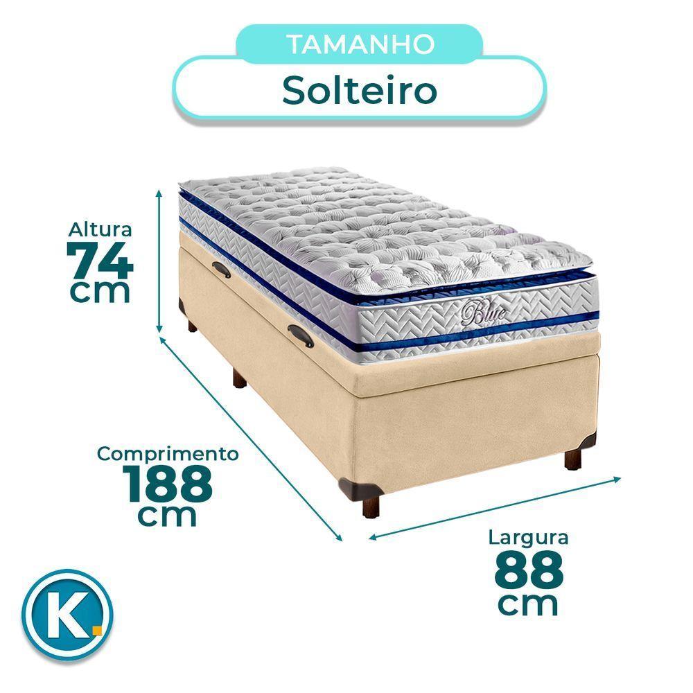 Conjunto Cama Box Bau Blindado Solteiro + Colchão Molas Ensacadas Blue Paropas - 3