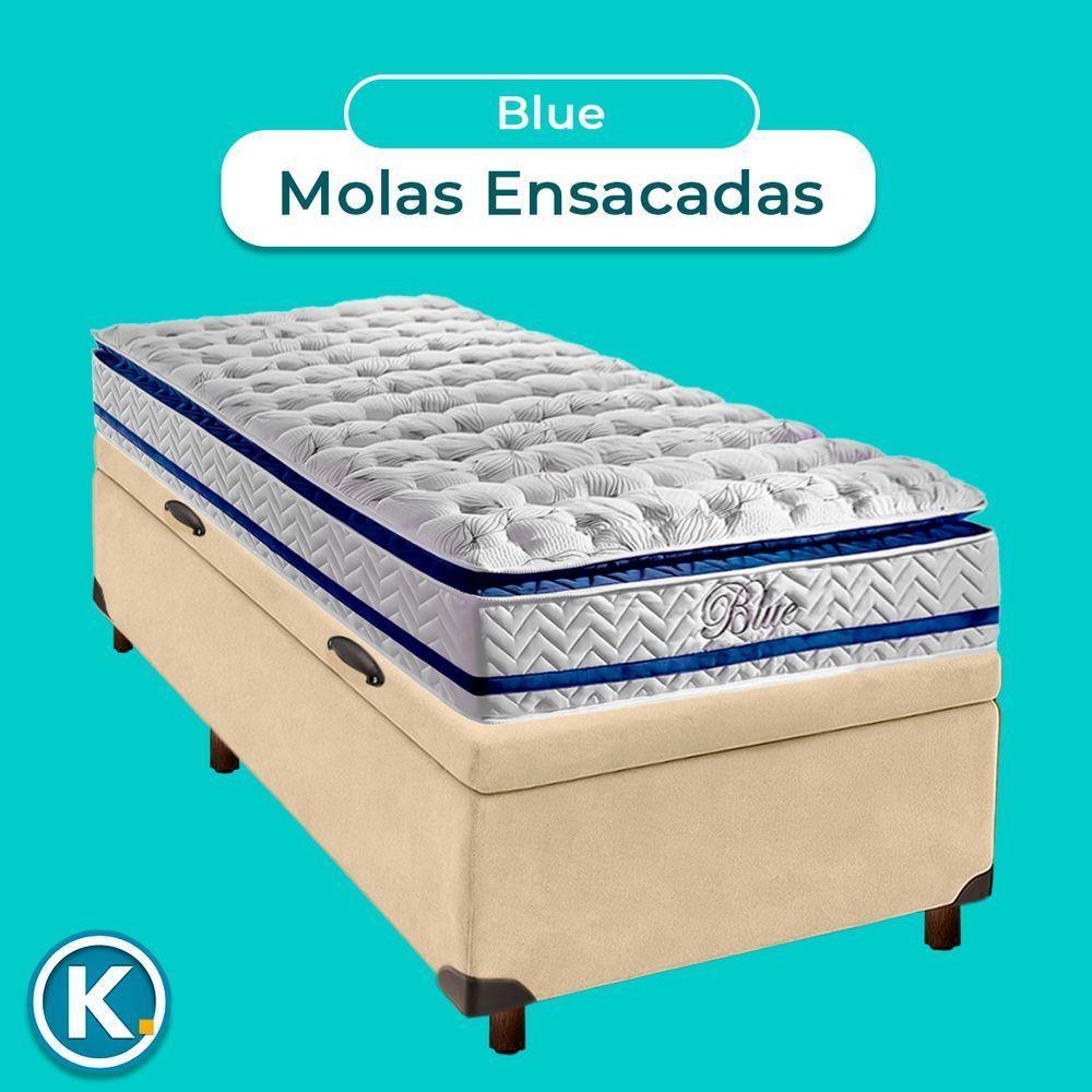 Conjunto Cama Box Bau Blindado Solteiro + Colchão Molas Ensacadas Blue Paropas - 4