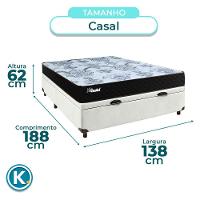 Cama Box Bau Branco Casal + Colchão Molas Ensacadas Life Gold Paropas - 3