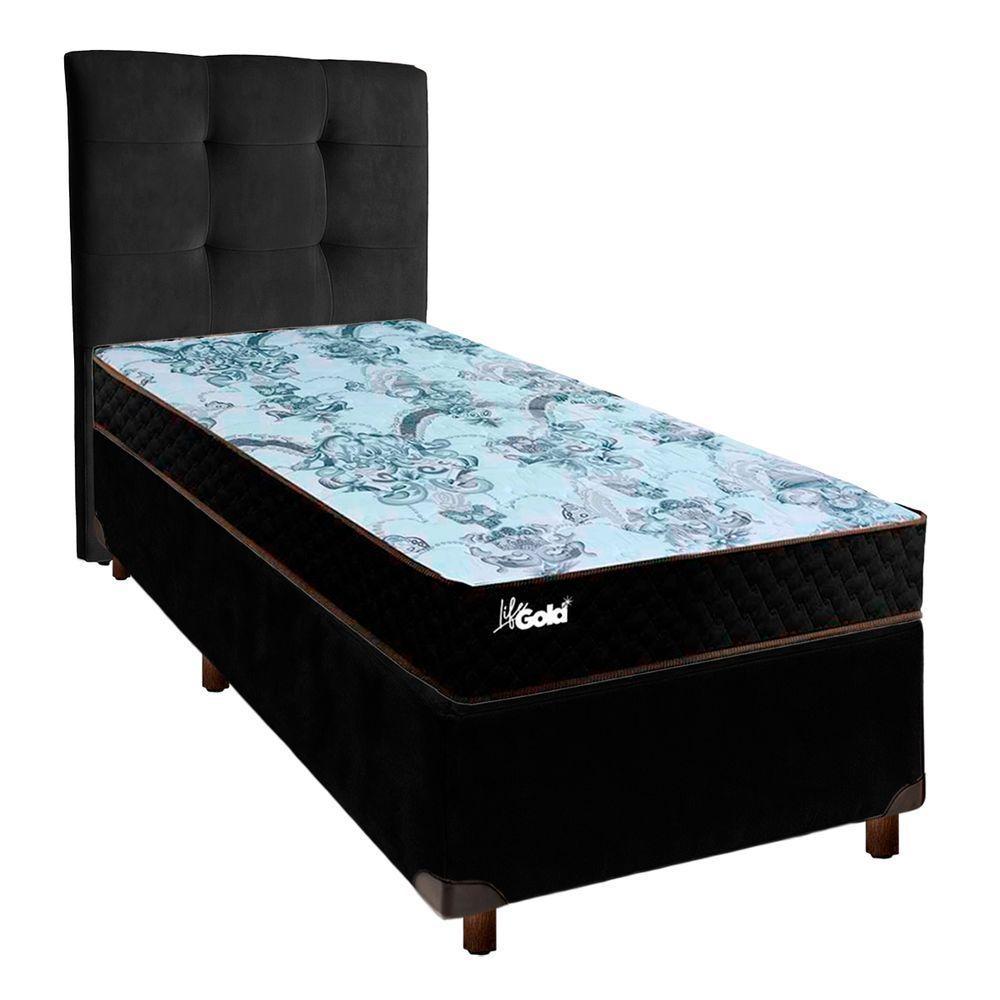 Kit Cabeceira + Cama Box + Colchão Solteiro Molas Ensacadas Life Gold Paropas - 1