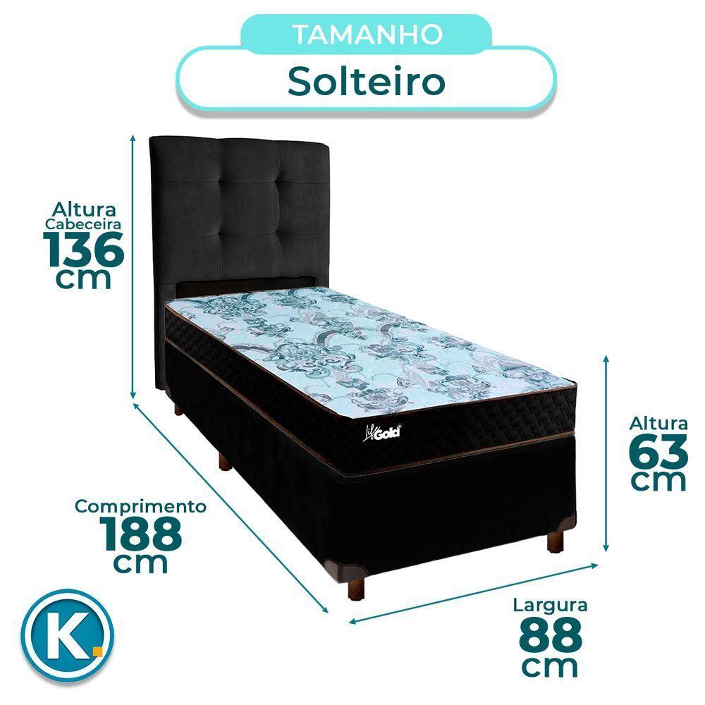 Kit Cabeceira + Cama Box + Colchão Solteiro Molas Ensacadas Life Gold Paropas - 3