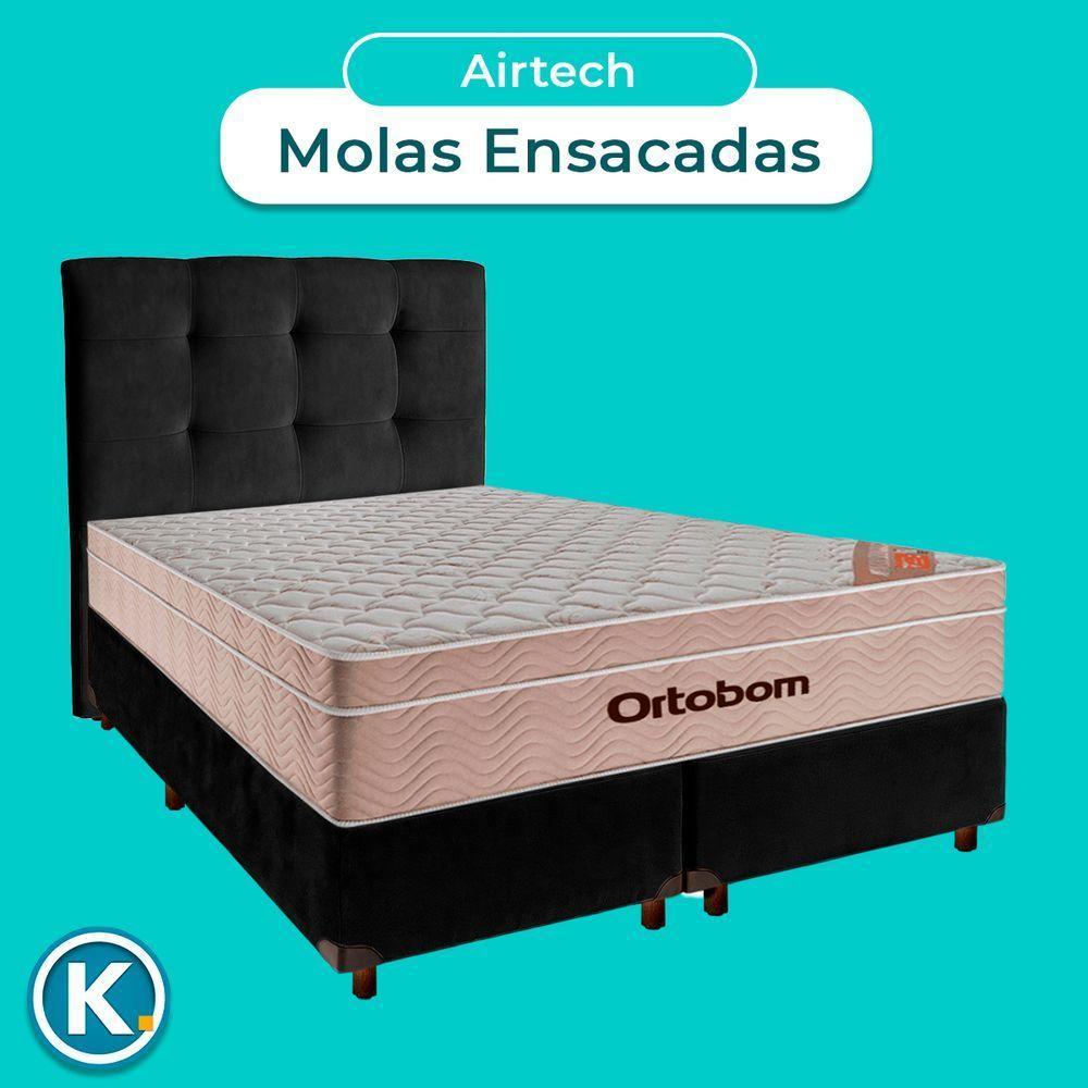 Kit Cama Box + Cabeceira + Colchão Queen Molas Ensacadas - Airtech - Ortobom - 3