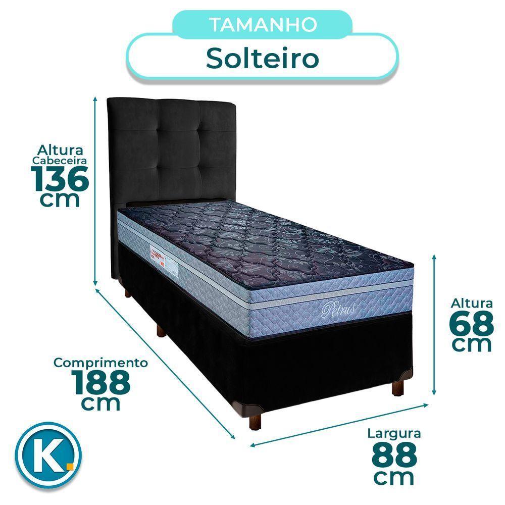 Kit Cama Box + Cabeceira + Colchão Solteiro Molas Ensacadas - Petrus - Paropas - 3