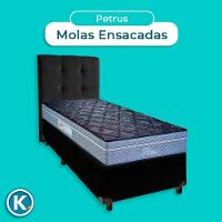 Kit Cama Box + Cabeceira + Colchão Solteiro Molas Ensacadas - Petrus - Paropas