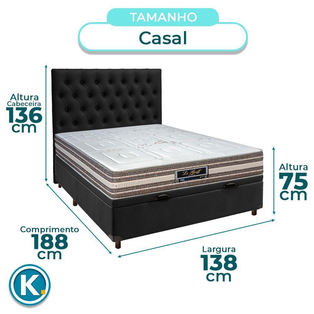 Kit Cama Box Bau + Cabeceira + Colchão Casal Molas Ensacadas - Legriff - Sankonfort - 3
