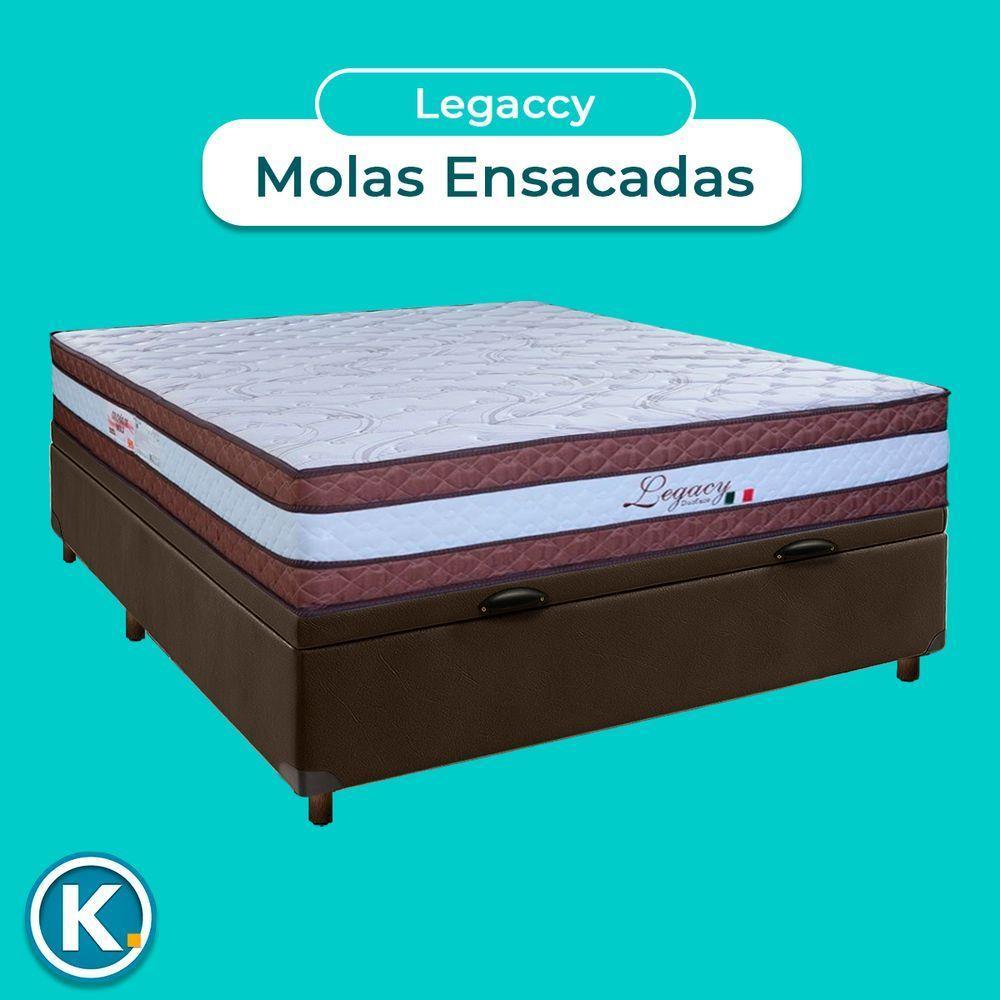 Conjunto Cama Box Bau Blindado Casal + Colchão Molas Ensacadas Legaccy Paropas - 5