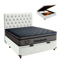 Baú Branco + Cabeceira + Colchão Casal Confort Black Ortobom - 1