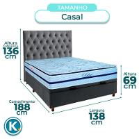 Kit Cama Box Bau + Cabeceira + Colchão Casal Molas Ensacadas - Blue - Paropas - 3