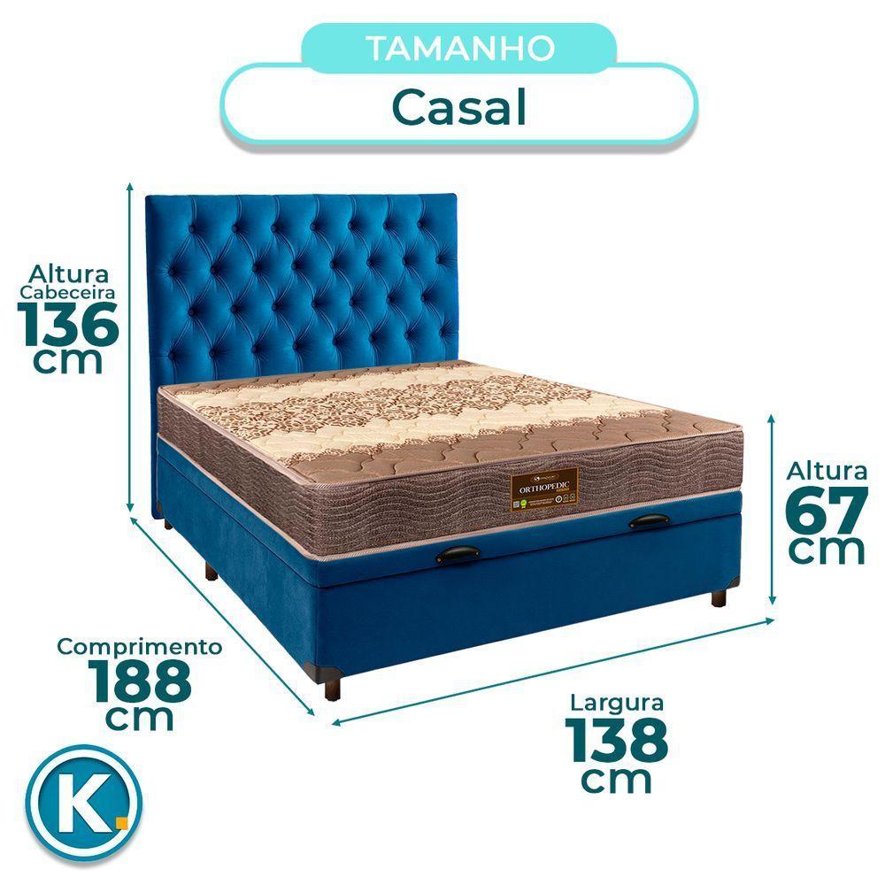 Kit Cabeceira + Cama Box Bau + Colchão Casal D26 Ortophedic Sankonfort - 5