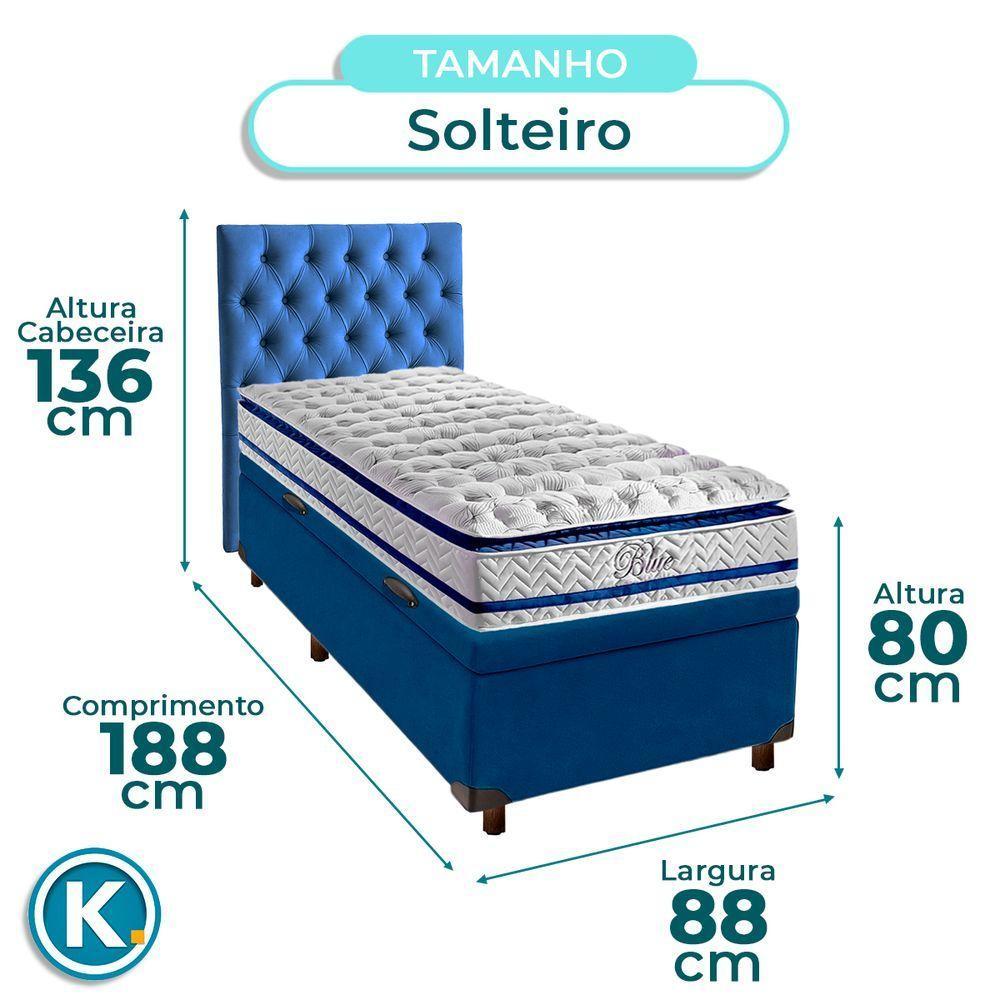 Kit Cabeceira + Cama Box Bau + Colchão Solteiro Molas Ensacadas Blue Paropas - 3