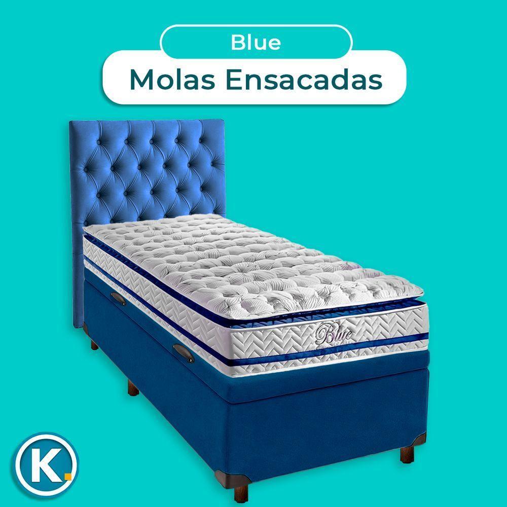 Kit Cabeceira + Cama Box Bau + Colchão Solteiro Molas Ensacadas Blue Paropas - 4