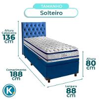 Kit Cabeceira + Cama Box Bau + Colchão Solteiro Molas Ensacadas Blue Paropas - 3