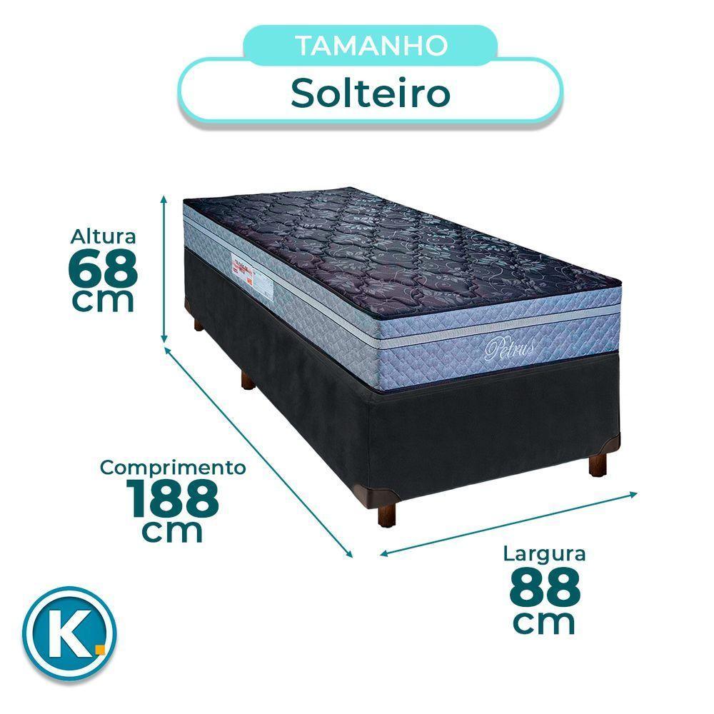 Conjunto Cama Box Cinza Solteiro + Colchão Molas Ensacadas Petrus Paropas - 2