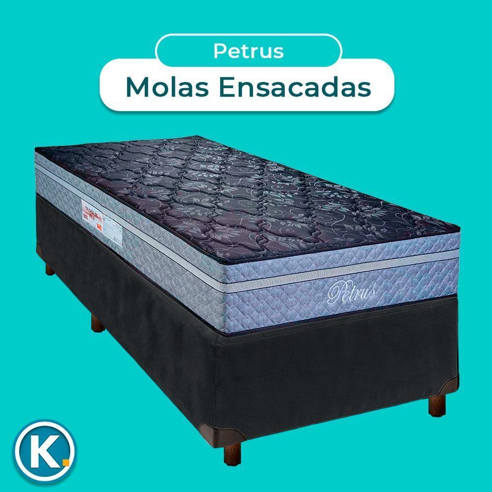 Conjunto Cama Box Cinza Solteiro + Colchão Molas Ensacadas Petrus Paropas - 4