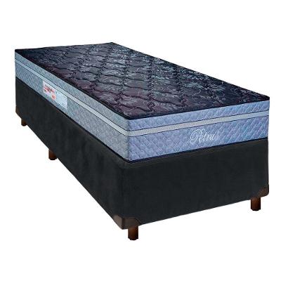 Conjunto Cama Box Cinza Solteiro + Colchão Molas Ensacadas Petrus Paropas