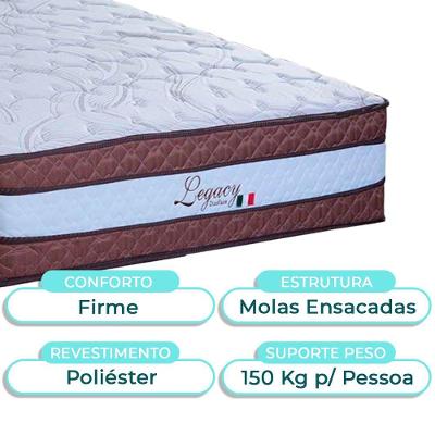 Kit Cama Box + Cabeceira + Colchão Solteiro Molas Ensacadas - Legaccy - Paropas