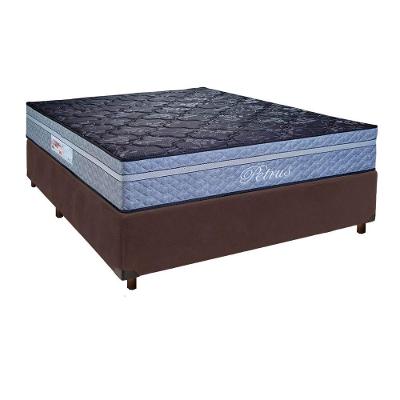 Cama Box Marrom Casal + Colchão Molas Ensacadas Petrus Paropas