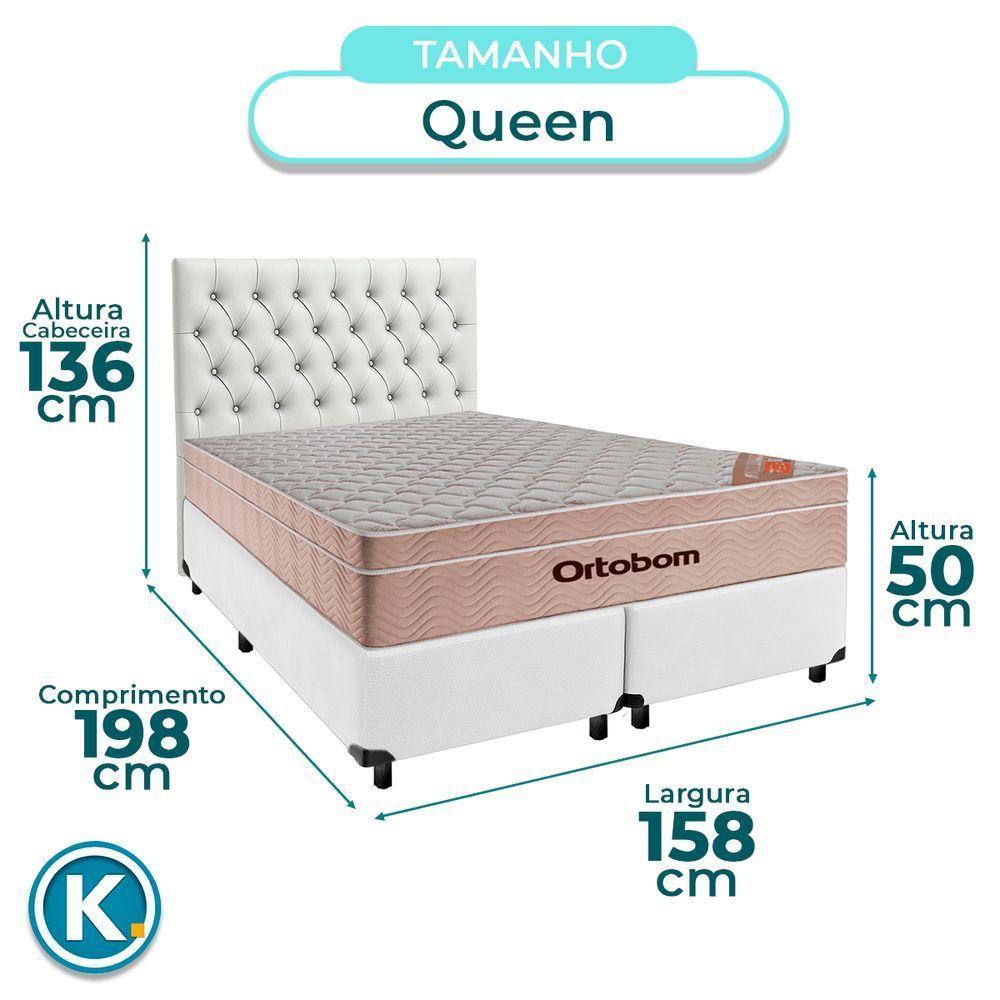 Kit Cama Box + Cabeceira + Colchão Queen Molas Ensacadas - Airtech - Ortobom - 3