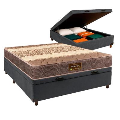 Conjunto Cama Box Bau Blindado Casal + Colchão D26 Ortophedic Sankonfort