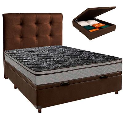 Conjunto Cama Box Bau Blindado Casal + Colchão D28 Conforto Paropas + Cabeceira