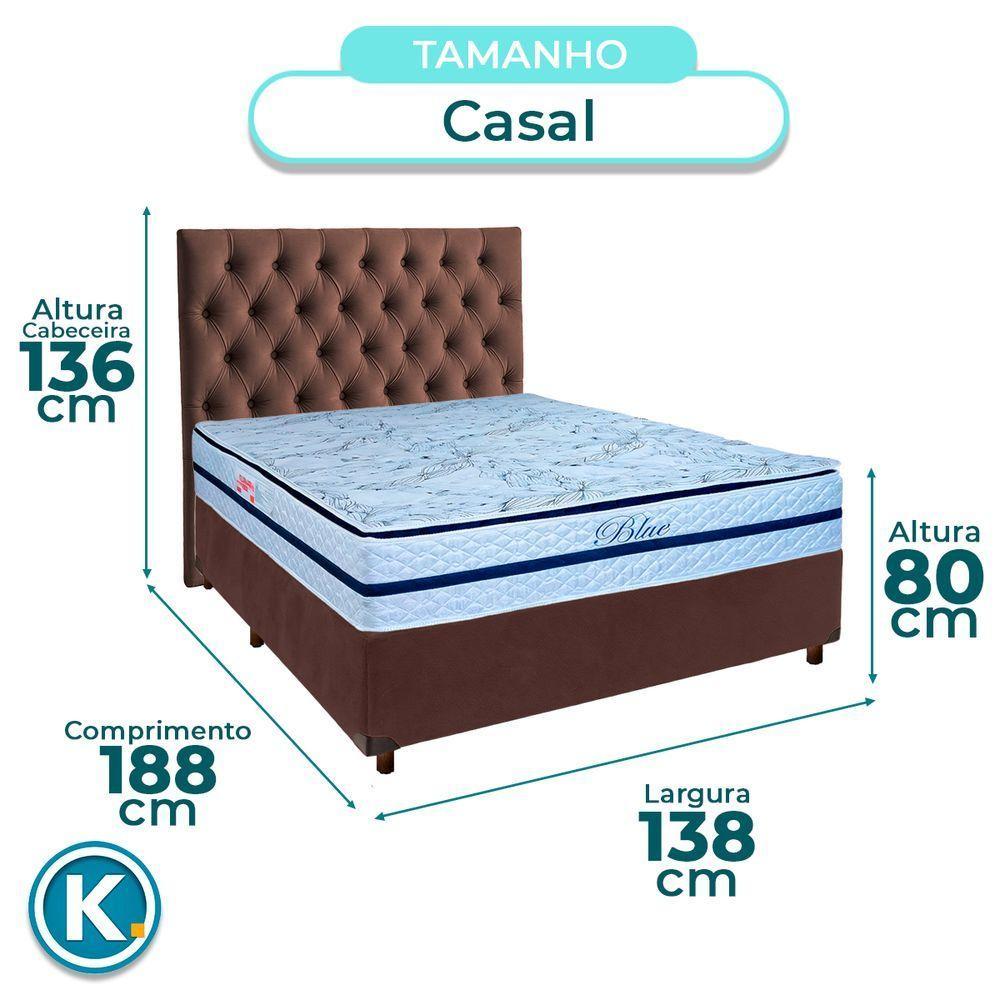 Conjunto Cama Box Blindado Casal + Colchão Molas Ensacadas Blue Paropas + Cabeceira - 3