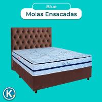 Conjunto Cama Box Blindado Casal + Colchão Molas Ensacadas Blue Paropas + Cabeceira