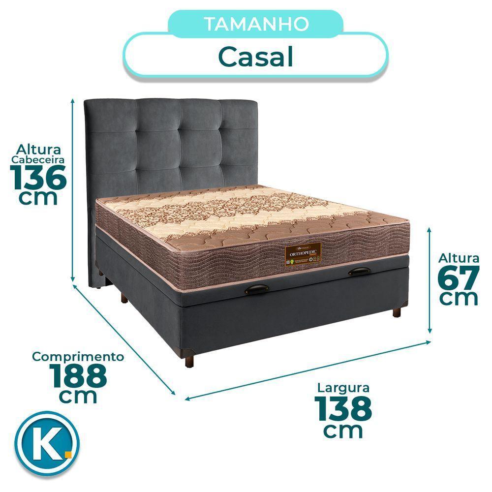 Kit Cabeceira + Cama Box Bau + Colchão Casal D26 Ortophedic Sankonfort - 3