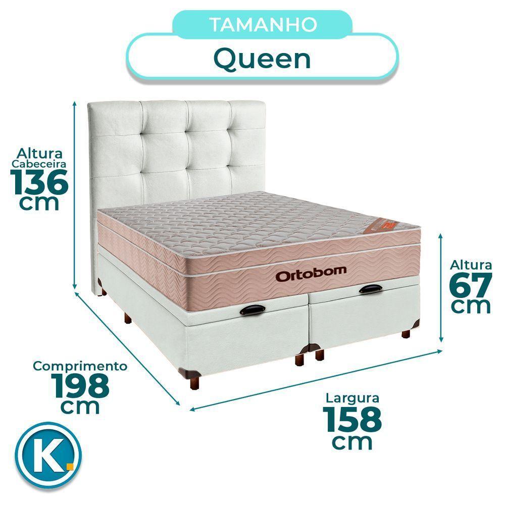 Kit Cama Box Bau + Cabeceira + Colchão Queen Molas Ensacadas - Airtech - Ortobom - 3
