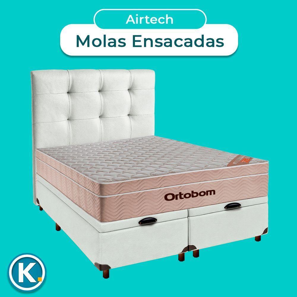 Kit Cama Box Bau + Cabeceira + Colchão Queen Molas Ensacadas - Airtech - Ortobom - 4