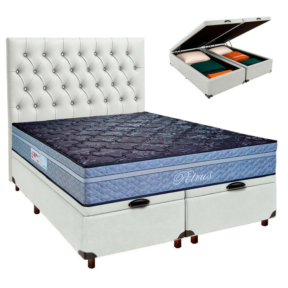 Kit Cama Box Bau + Cabeceira + Colchão Queen Molas Ensacadas - Petrus - Paropas - 1