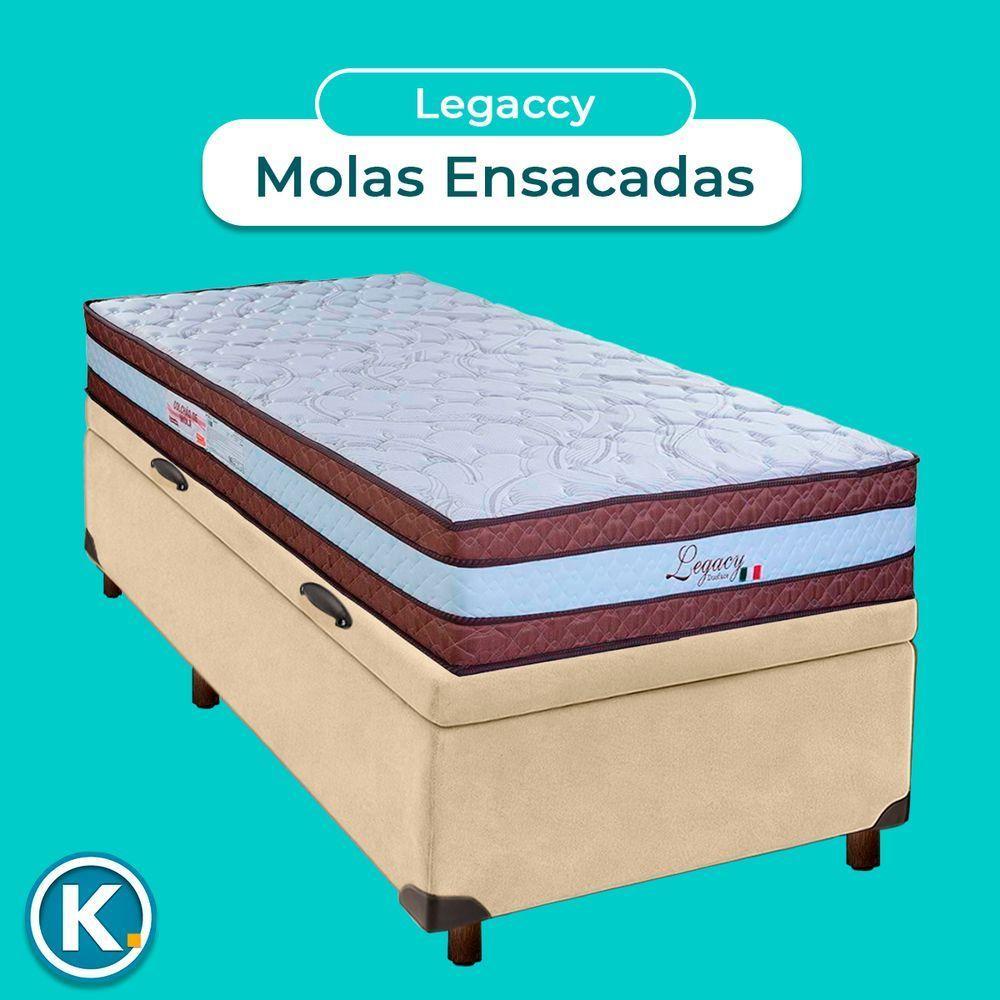 Conjunto Cama Box Bau Blindado Solteiro + Colchão Molas Ensacadas Legaccy Paropas - 3