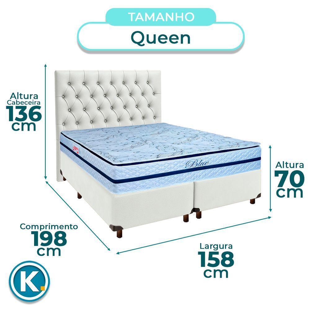 Conjunto Cama Box Branco Queen + Colchão Molas Ensacadas Blue Paropas + Cabeceira - 2