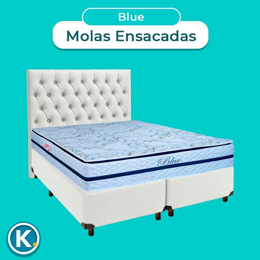 Conjunto Cama Box Branco Queen + Colchão Molas Ensacadas Blue Paropas + Cabeceira - 3