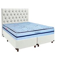 Conjunto Cama Box Branco Queen + Colchão Molas Ensacadas Blue Paropas + Cabeceira - 1