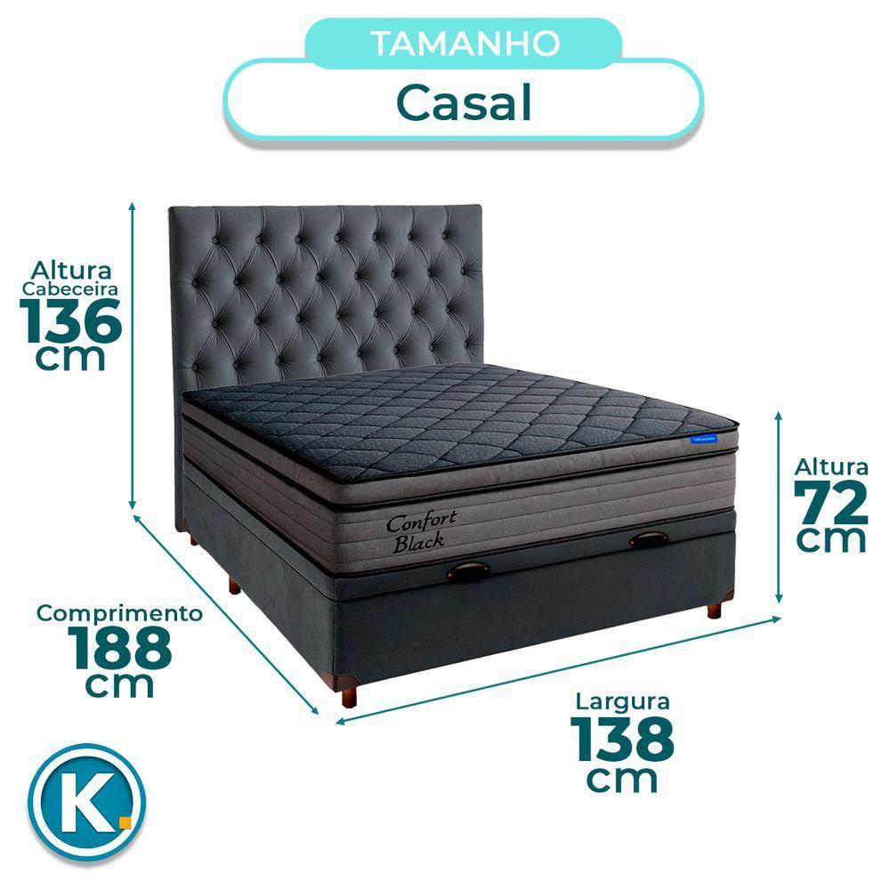 Baú Cinza + Cabeceira + Colchão Casal Confort Black Ortobom - 3